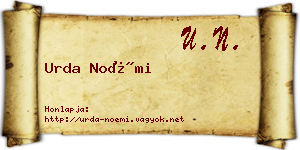 Urda Noémi névjegykártya